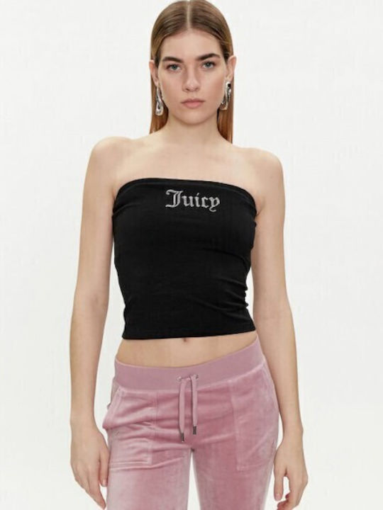 Juicy Couture Damen Crop Top Baumwolle Black