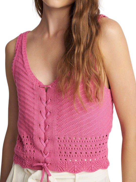 Top Attrattivo Gestricktes Crop 9p21817-Rose Damen