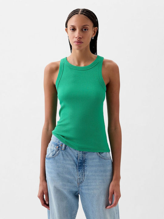 Green Modern Rib Halter Sleeveless Top Simply G...