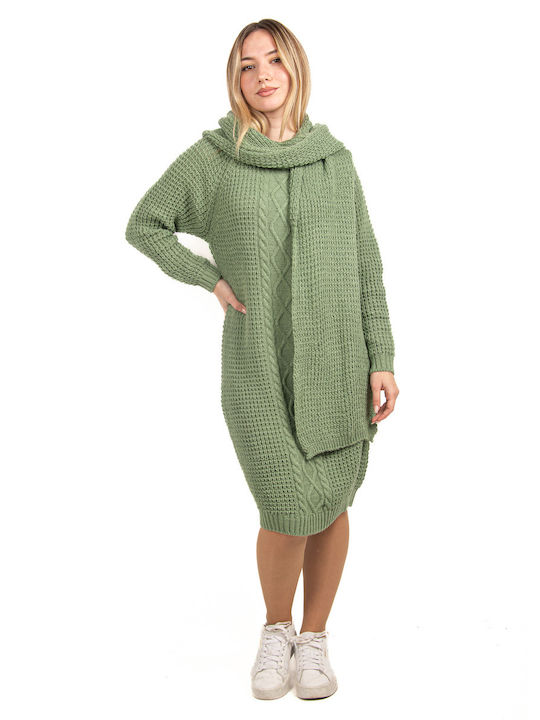 Knitted Scarf Mint Dress
