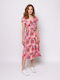 Heavy Tools Floral Ruffle Sleeve Dress 464/viro Coral