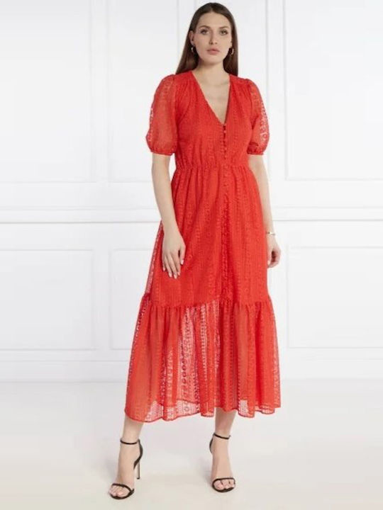 Summer Midi Dress for Wedding / Christening with Lace Coral