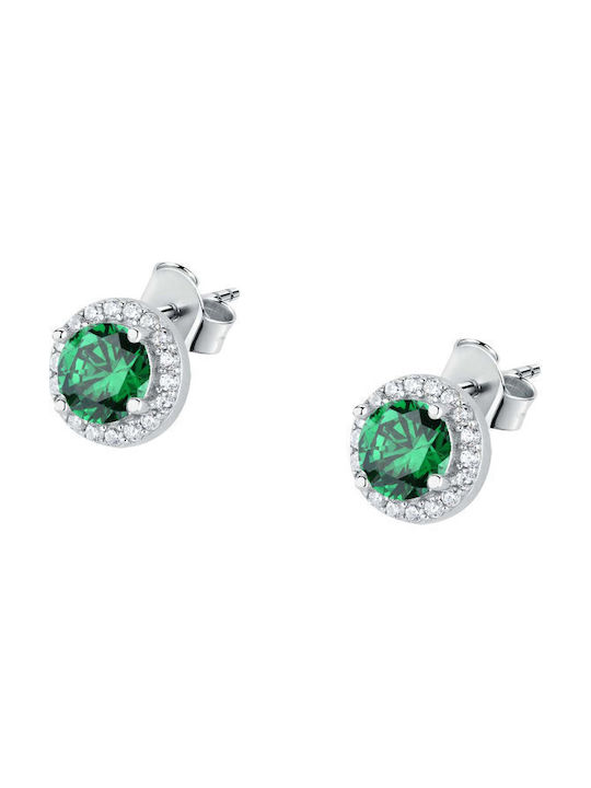 La Petite Story Silver Earrings with Green Stones