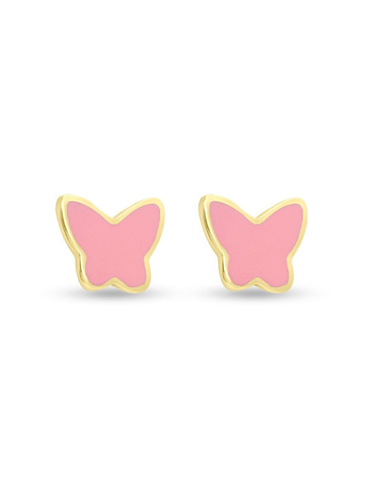 Kids Earrings Studs Butterflies made of Gold 14K