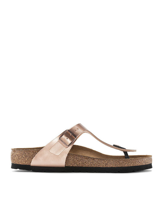 Birkenstock Bs Classic Gizeh Bf Metallic Ανατομικά Σανδάλια Χρυσά