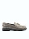 Leather Women's Moccasins in Gray Color