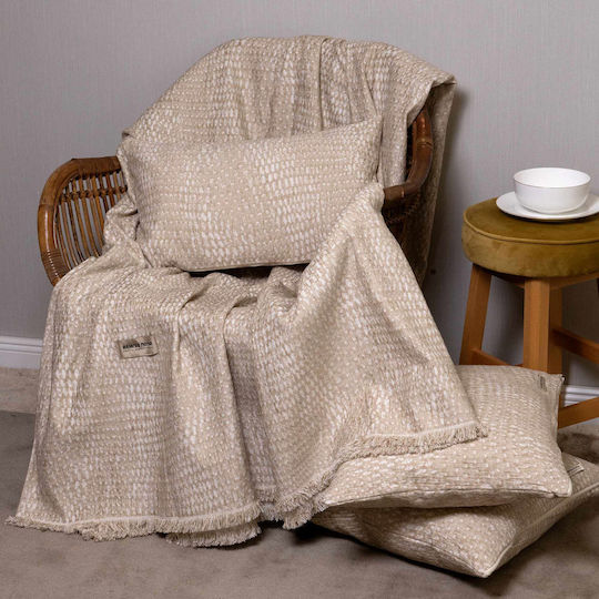 Aslanis Home Ριχτάρι Διθέσιου Καναπέ Chenille 180x250εκ. Γκρι / Εκρού
