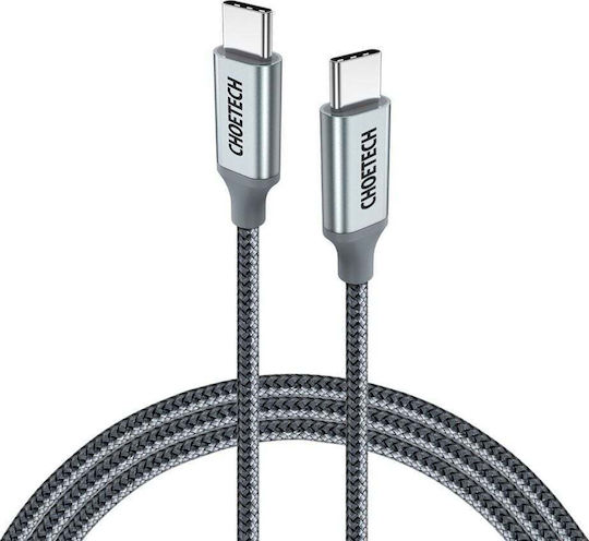 Choetech USB 2.0 Cable USB-C male - USB-C 100W Ασημί 1.8m