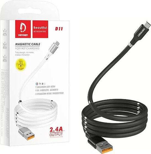 Denmen USB 2.0 Cable USB-C male - USB-A Μαύρο 1m 29362