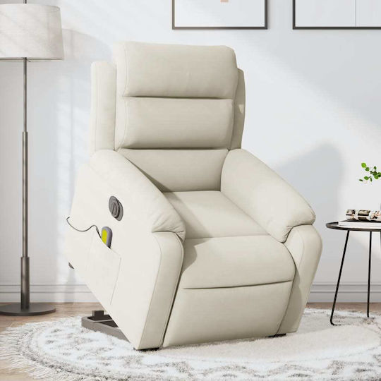 Relaxsessel Friseurwaschbecken mit Fußhocker Samt Cream 75x92.5x100cm