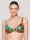 Luna Triangle Bikini Top with Adjustable Straps Multicolour Animal Print