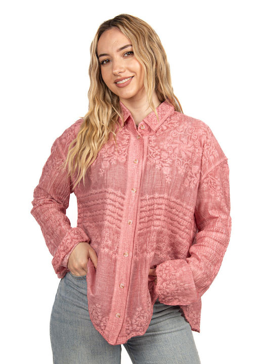 Ellen Women's Long Sleeve Shirt Pink