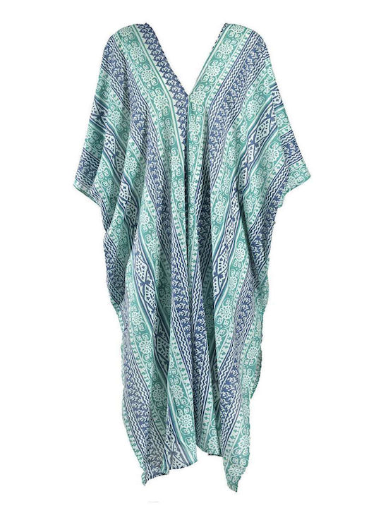Ble Resort Collection Γυναικείο Μακρύ Φόρεμα Παραλίας Μπλε/πράσινο