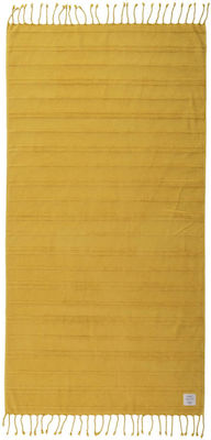 Nef-Nef Πετσέτα Θαλάσσης Βαμβακερή Κίτρινη με Κρόσσια 160x80εκ.