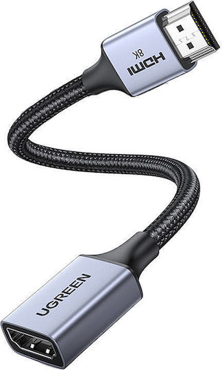 Ugreen HDMI 2.1 Ultra High Speed 48Gbps 4K 120Hz HDR VRR Cable HDMI male - HDMI female 0.15m Μαύρο