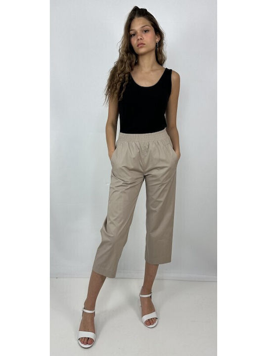 Moutaki Femei Bumbac Pantaloni largi Beige