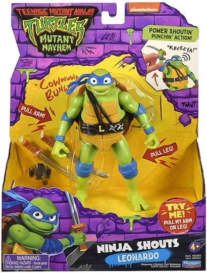 Фигура за Действие Mutant Mayhem Movie Deluxe Ninja Shouts Костенурките нинджа (Teenage Mutant Ninja Turtles) със звуци Леонардо за 4+ години Години 14см.