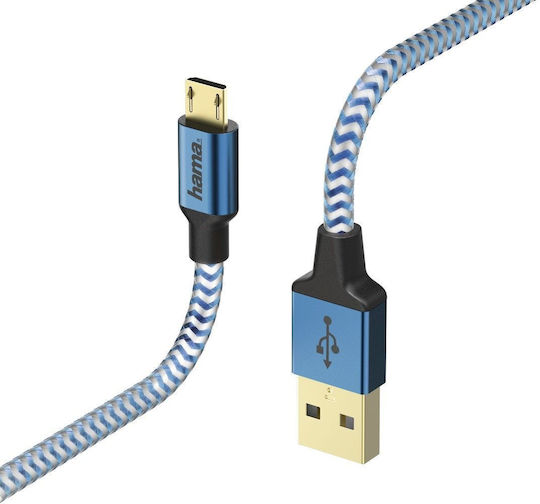 HAMA Braided USB 2.0 spre micro USB Cablu Albastru 1.5m (00178289) 1buc