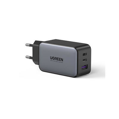 Ugreen Charger Without Cable with USB-A Port and 2 USB-C Ports 65W Quick Charge 4.0 Gray (CD244)