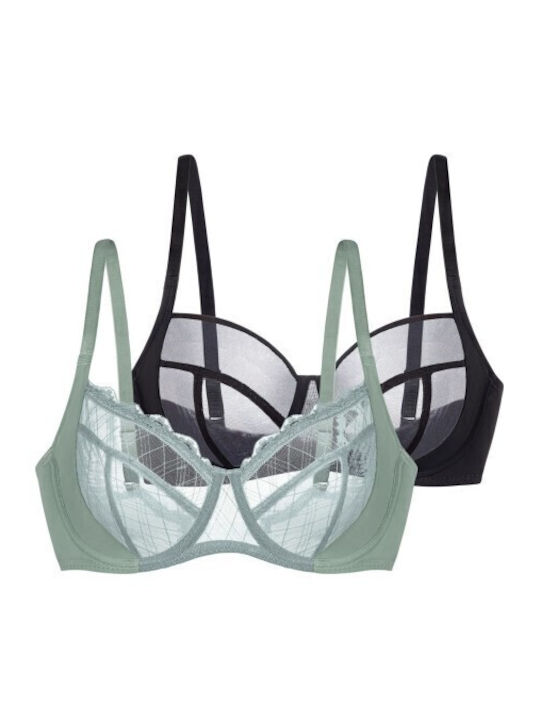 Bra without Padding Underwire Green
