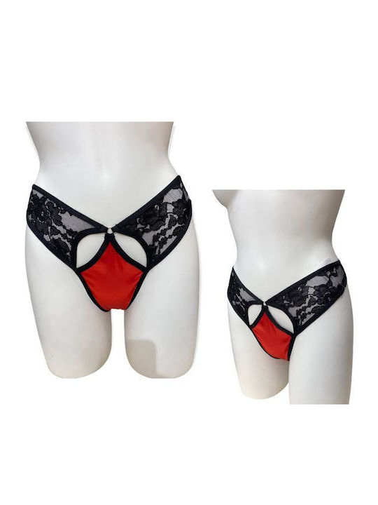 Fontana di Vita String με Δαντέλα Bordo/black Fontana di Vita String με Δαντέλα Bordo/black