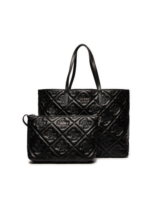 Guess Set Leder Damen Tasche Tote Hand Schwarz