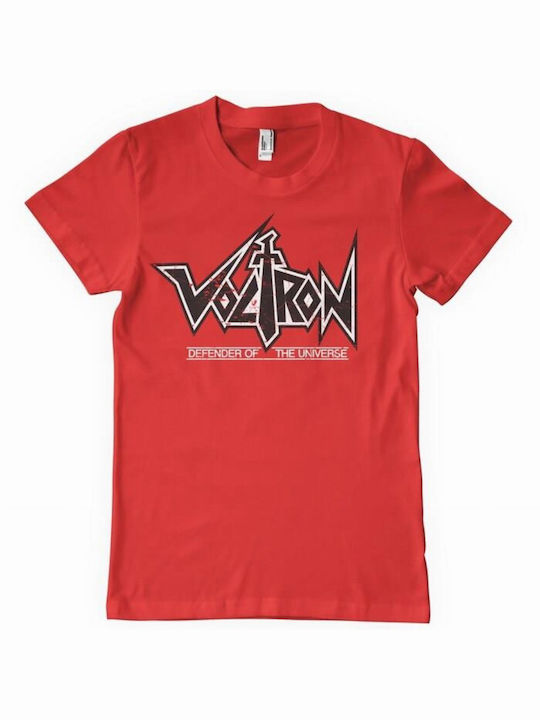 Tricou roșu Voltron cu logo imprimat