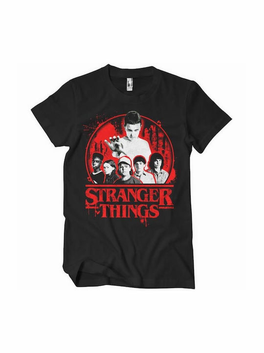 Tricou negru cu poster Stranger Things sezonul unu