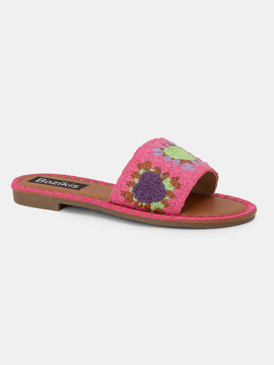 Bozikis Flache Sandalen für Damen in Fuchsie Farbe