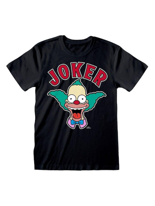 Tricou negru cu logo-ul Simpsons Krusty Joker