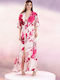 Long Printed Dress with Pink Tie