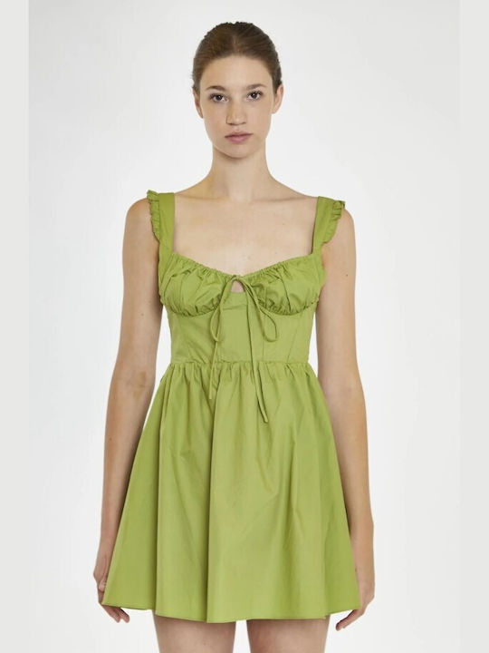 Glamorous Dress with Ruffle Green