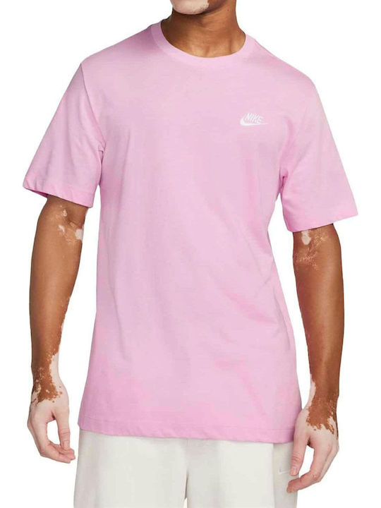 Nike Club Ανδρικό Αθλητικό T-shirt Κοντομάνικο Ροζ