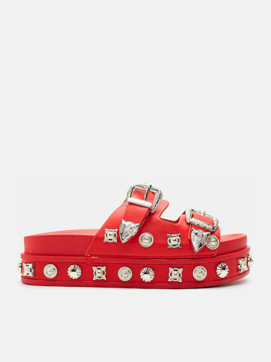 Luigi Γυναικεία Σανδάλια Flatforms Κόκκινα