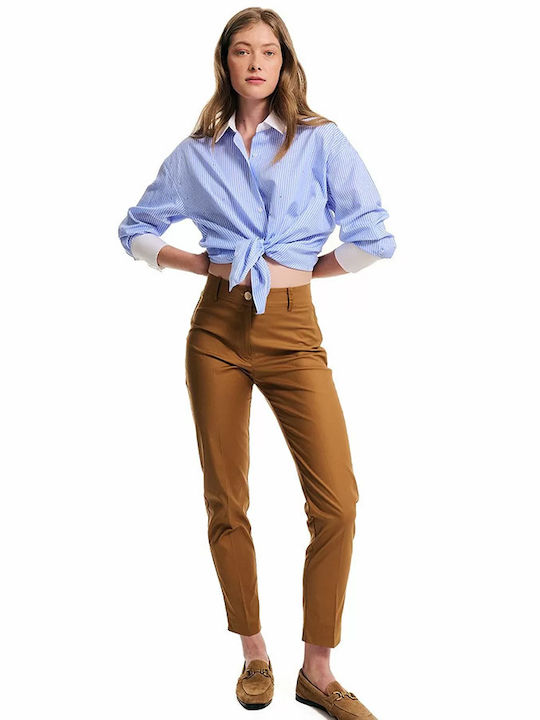 Brown Skinny Cotton Trousers