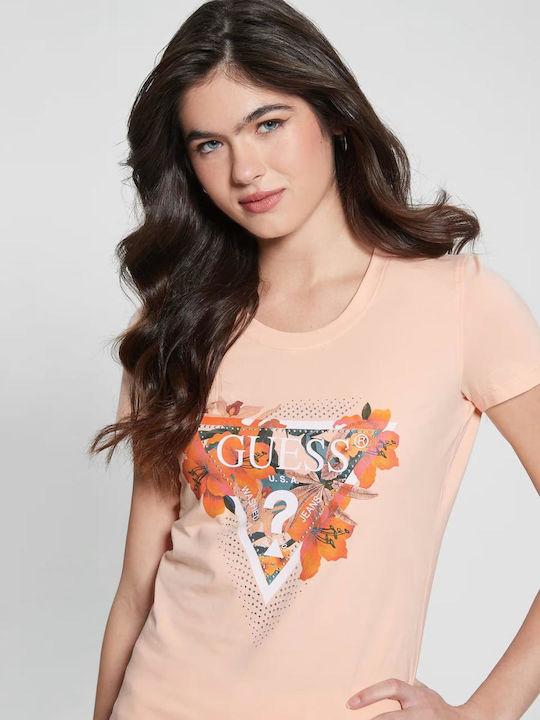 Guess Γυναικείο T-shirt Πορτοκαλί