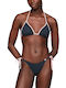 Bikinihosen Slip mit Schnürung Blau-Rosa
