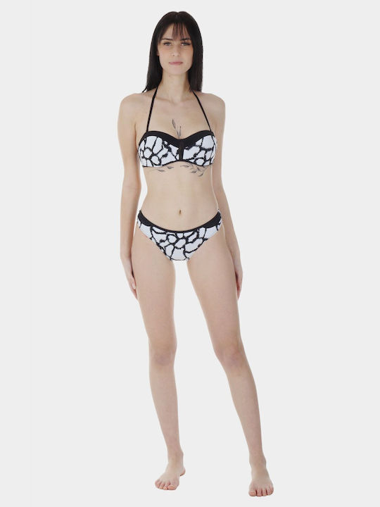 Σετ Γυναικείο Μαγιό Bikini All Print Bra Ενσωματωμένη Ενίσχυση Αποσπώμενο Λουράκι Slip Κανονική Γραμμή.καλύπτει B Cup Λευκο