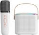 Karaoke Speaker with Wireless Microphone and Lighting Effects Y1 Monocular Wheat White