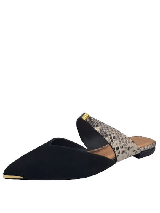 Ted Baker Piele Mules cu Toc în Negru Culoare