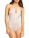 Wavy Stripe One-Piece Swimsuit Papaya