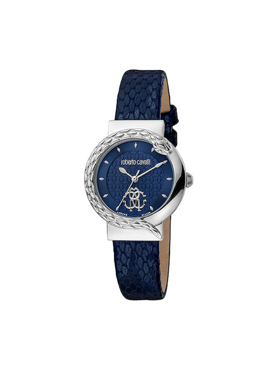 Roberto Cavalli Uhr mit Blau Lederarmband