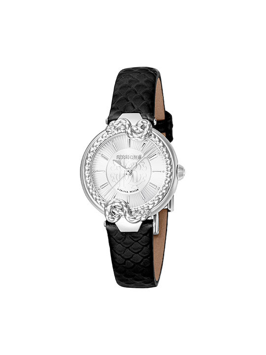 Roberto Cavalli Watch with Black Leather Strap