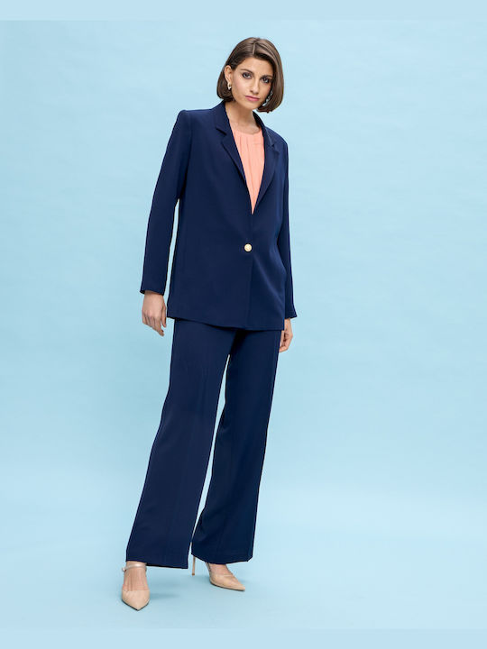 Passager Blazer pentru femei Crepe Sacou blue