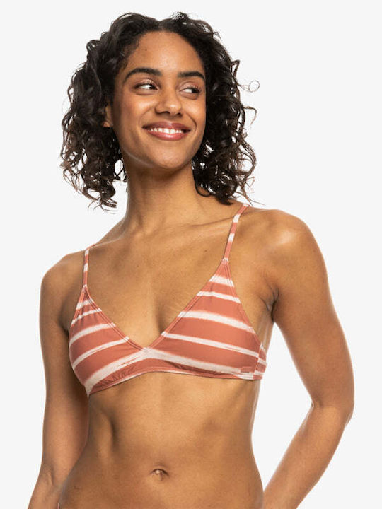 Roxy Padded Triangle Bikini Top Beach Classics Cedar Wood Happy Stripe Striped