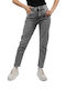 Damen Graue High-Waist-Jeans