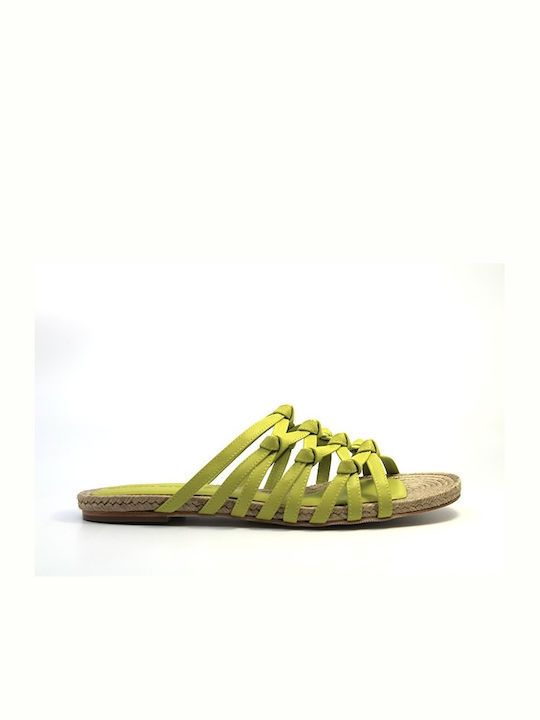 Leder Flache Sandalen für Damen Gelbe