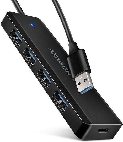 Axagon USB-Hub 4 Anschlüsse USB 3.0 mit Anschluss an einen Computer USB-A / USB-C Grau
