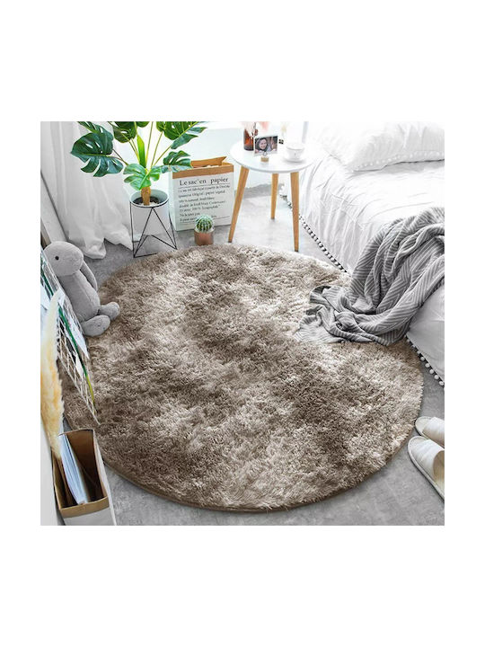 Strado Carpets Χαλί Στρογγυλό Shaggy Beige Φ160cm
