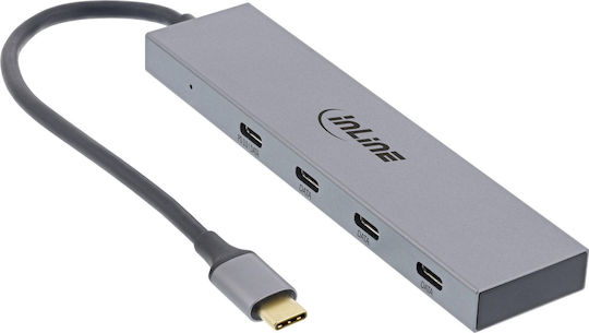 InLine Hub 4 Θυρών USB 3.2 με σύνδεση USB-A Γκρι